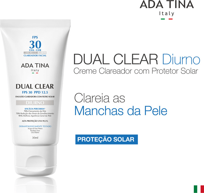 Ada Tina Dual Clear Diurno FPS 30 PPD 12,5 - Creme Clareador e Revitalizante 30ml