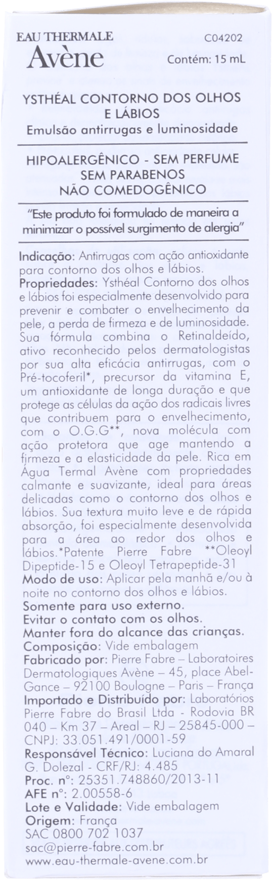 Avène YsthéAL - Gel Antirrugas para Área dos Olhos 15ml