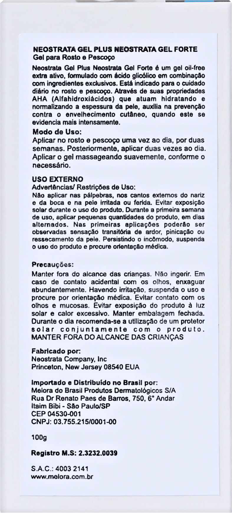 Melora Neostrata Gel Plus - Gel Anti-Idade 100g