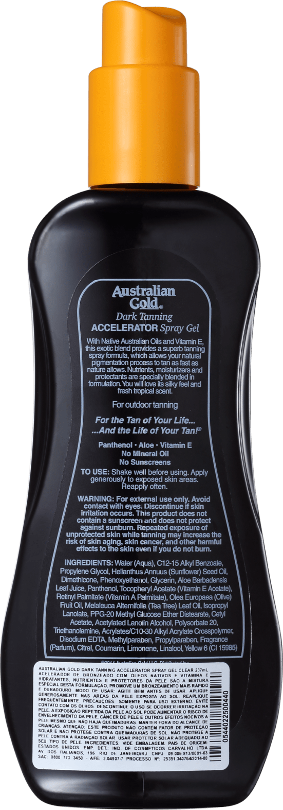 Australian Gold Accelerator Dark Tanning Spray Gel Clear - Spray Bronzeador 237ml