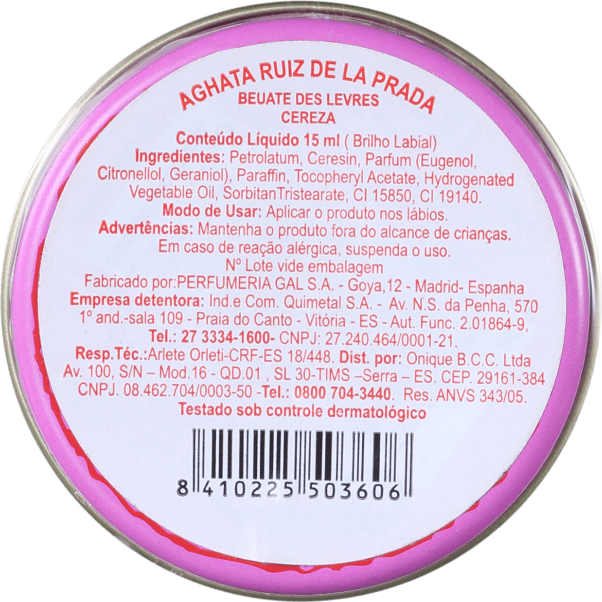 Agatha Ruiz de La Prada Beauté Des Lèvres Cereza - Brilho Labial 15ml