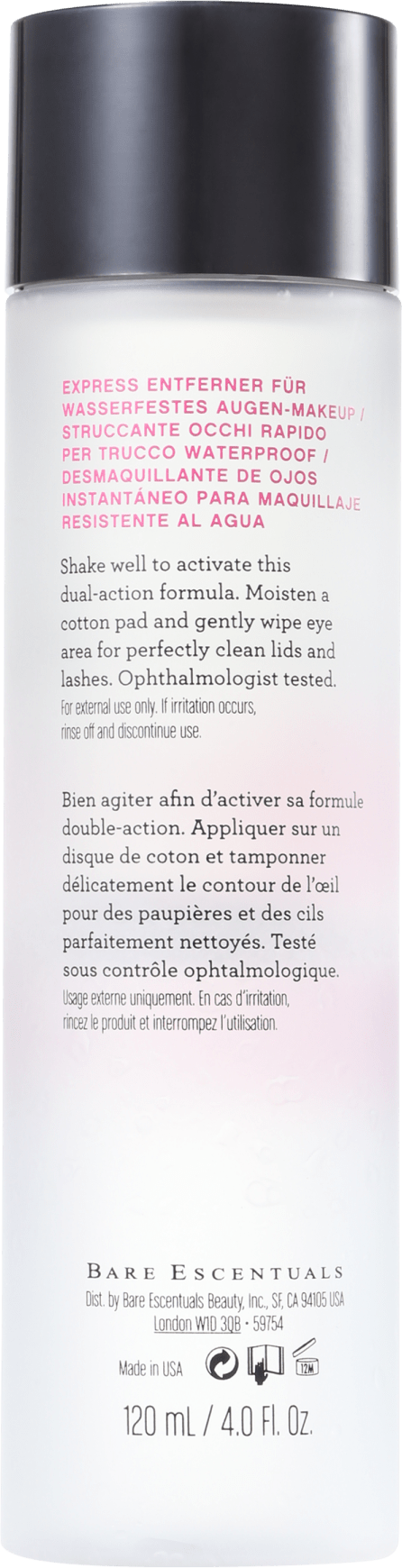 bareMinerals Instant Waterproof Eye Makeup Remover - Água Demaquilante para Olhos 120ml