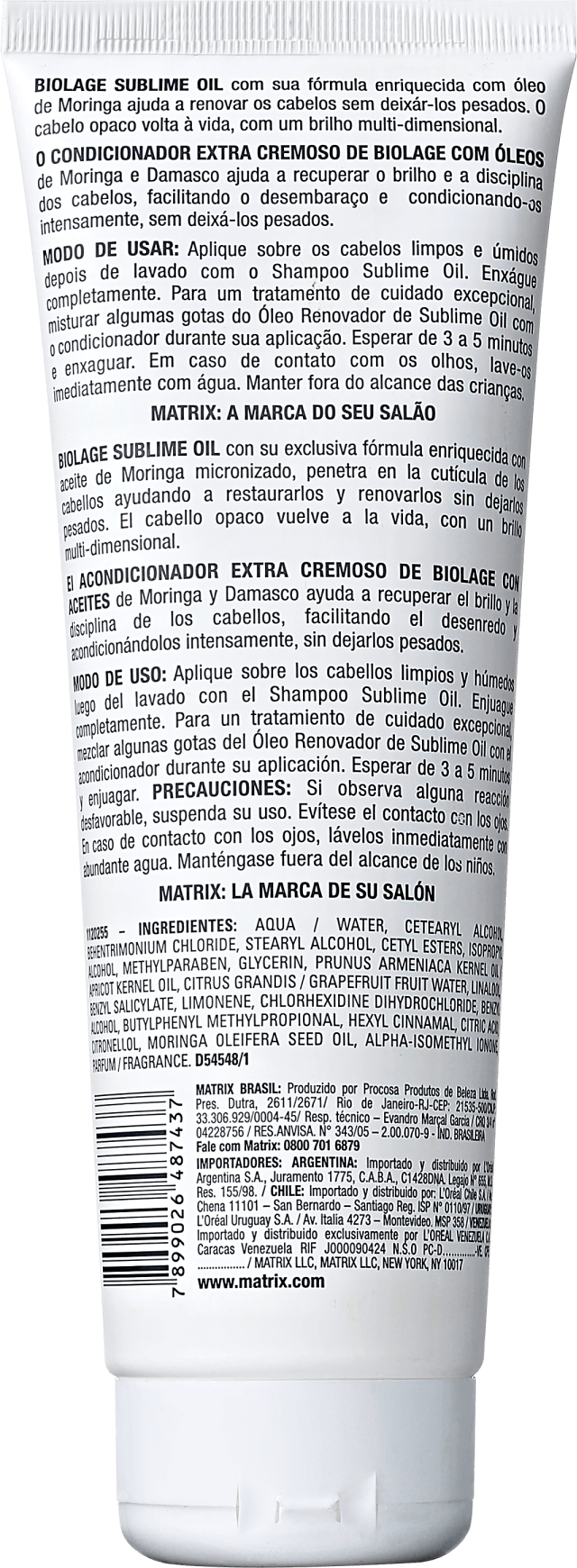 Matrix Biolage Sublime Oil Condicionador Extra Cremoso Com Óleos - Condicionador 250ml