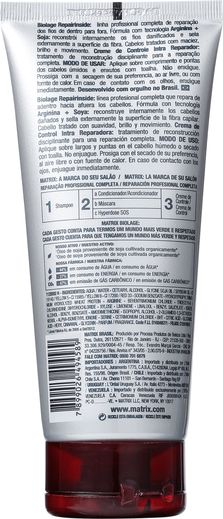 Matrix Biolage Repairinside Creme de Controle Intra Reparador - Protetor Térmico Reparador 200ml