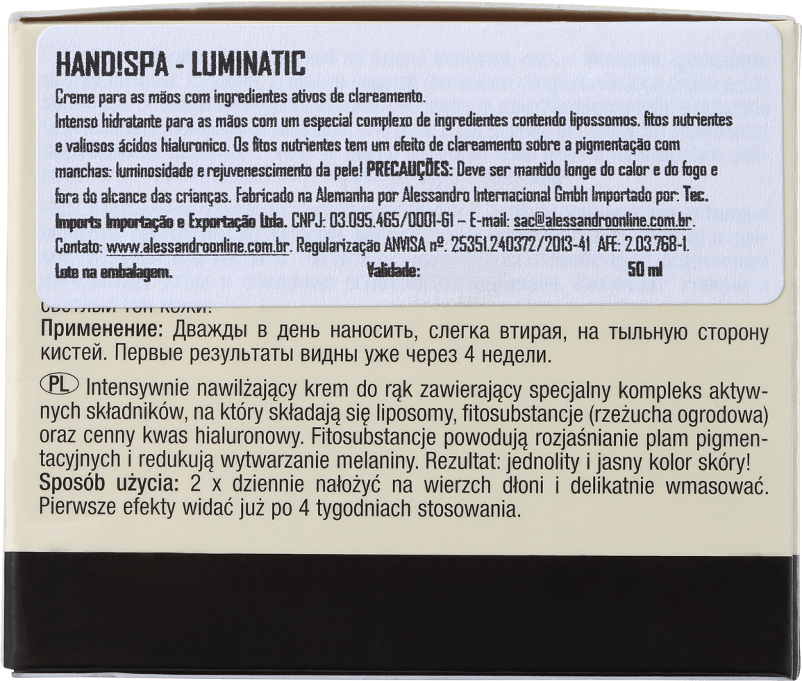 Alessandro International Age Complex Luminatic - Creme Clareador para as Mãos 50ml