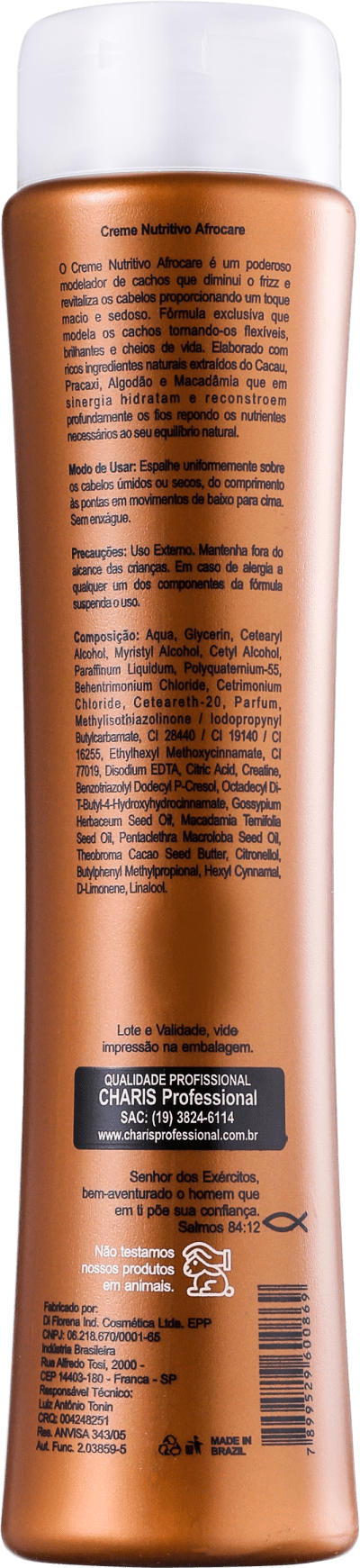 Charis Afrocare Creme Nutritivo Sem Enxague - Leave-In Modelador de Cachos 300ml