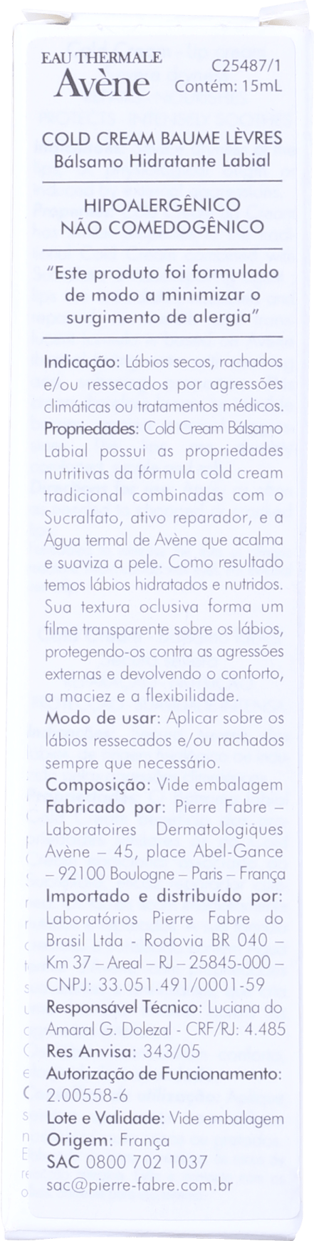 Avène Cold Cream Baume Lèves - Hidratante Labial 15ml