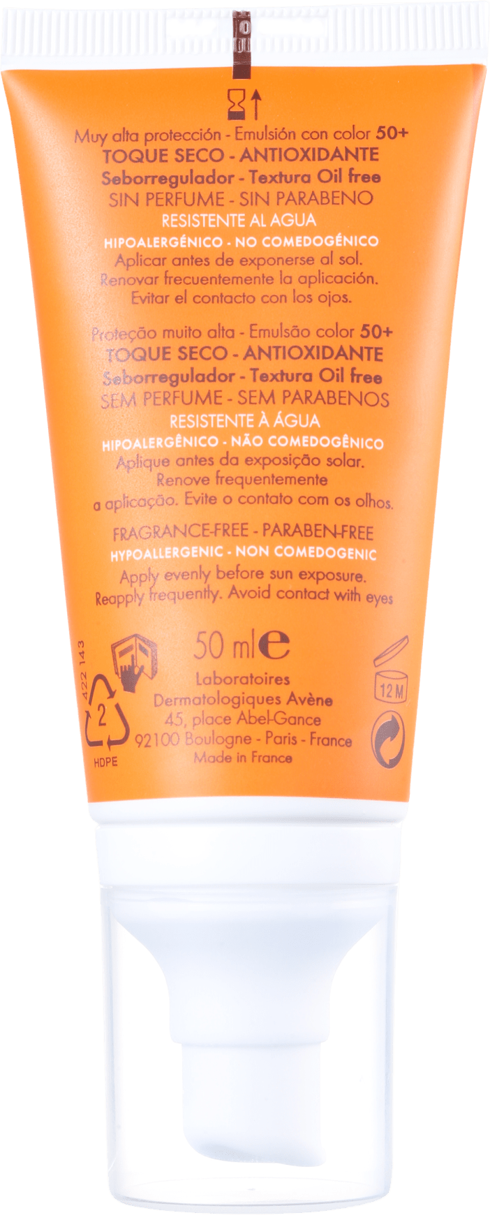 Avène Very High Protection Tinted Oil Free FPS 50 - Protetor Solar Facial 50ml