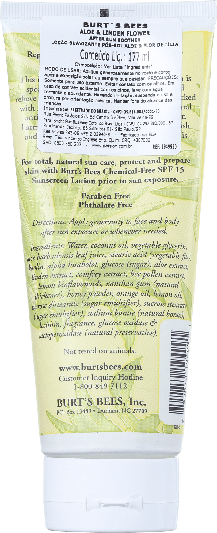 Burt's Bees Aloe & Linden Flower After Sun Soother - Pós-Sol 200g