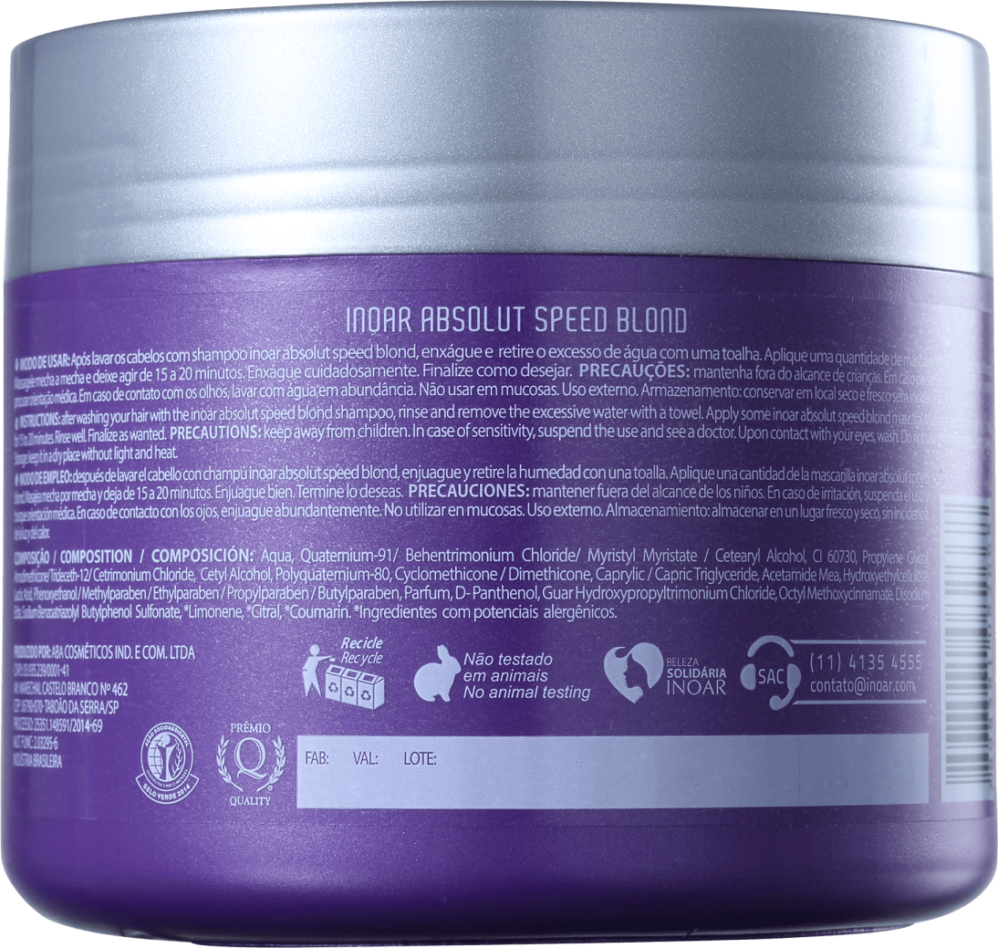 Inoar Absolut Speed Blond - Máscara Tonalizante 500g