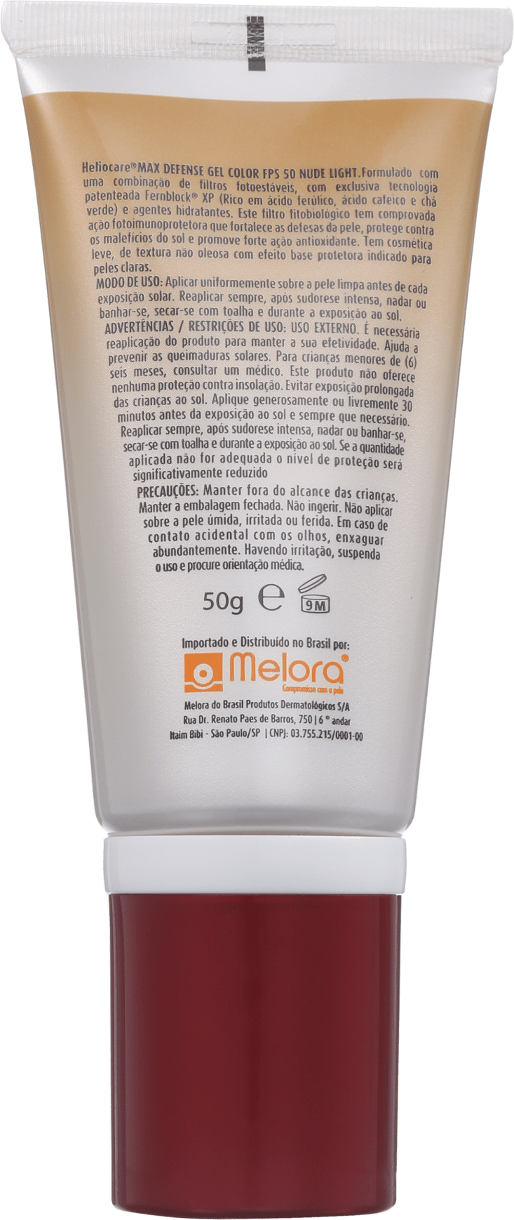 Melora Heliocare Max Defense Gel Color Nude Light FPS 50 - Protetor Solar com Cor 50g