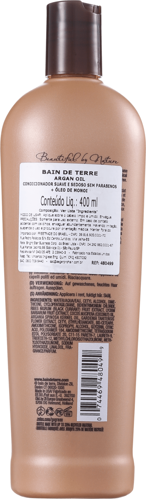 Bain de Terre Argan Oil Sleek & Smooth Conditioner - Condicionador 400ml