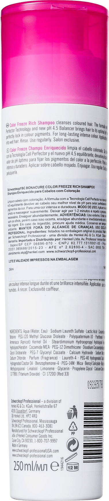 Schwarzkopf Professional BC Bonacure Color Freeze Rich - Shampoo 250ml