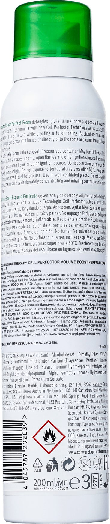 Schwarzkopf Professional BC Bonacure Volume Boost Perfect Foam - Mousse Volumadora 150ml
