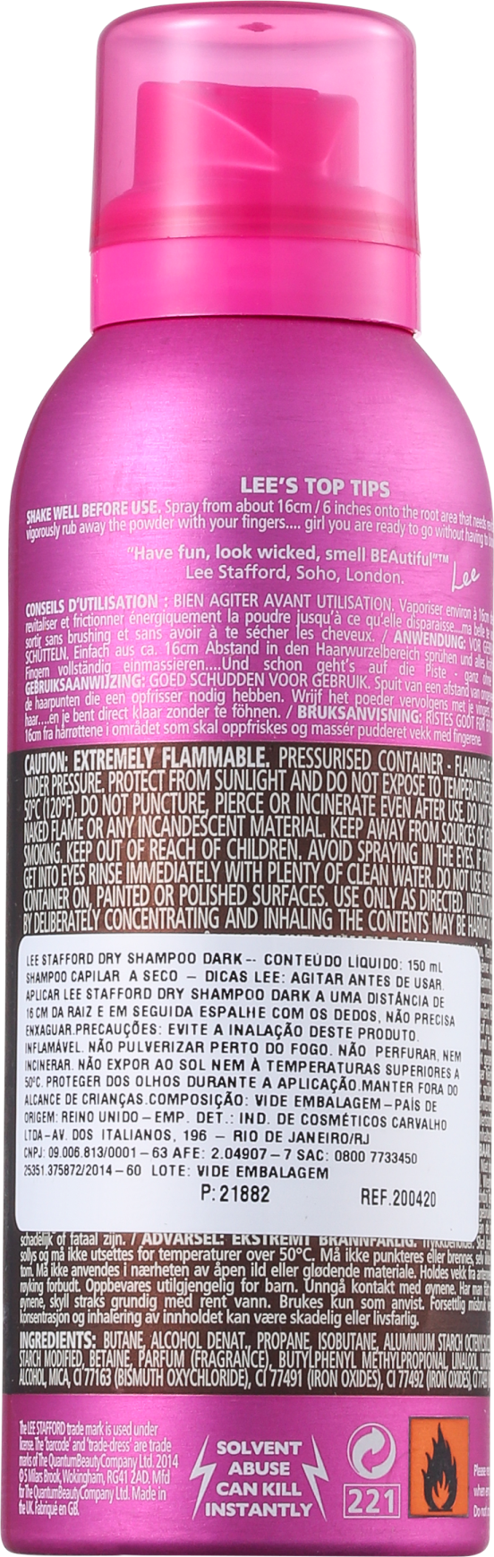 Lee Stafford Dry Dark Brown - Shampoo a Seco 150ml
