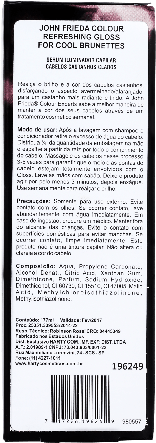 John Frieda Colour Refreshing Gloss For Cool Brunettes - Realçador da Cor 177ml