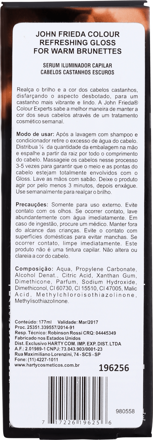 John Frieda Colour Refreshing Gloss For Warm Brunettes - Realçador da Cor 177ml