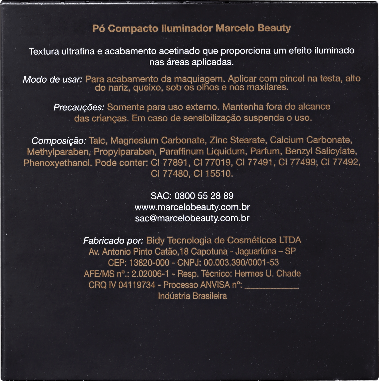 Marcelo Beauty Iluminador Bronzant - Pó Compacto 10g