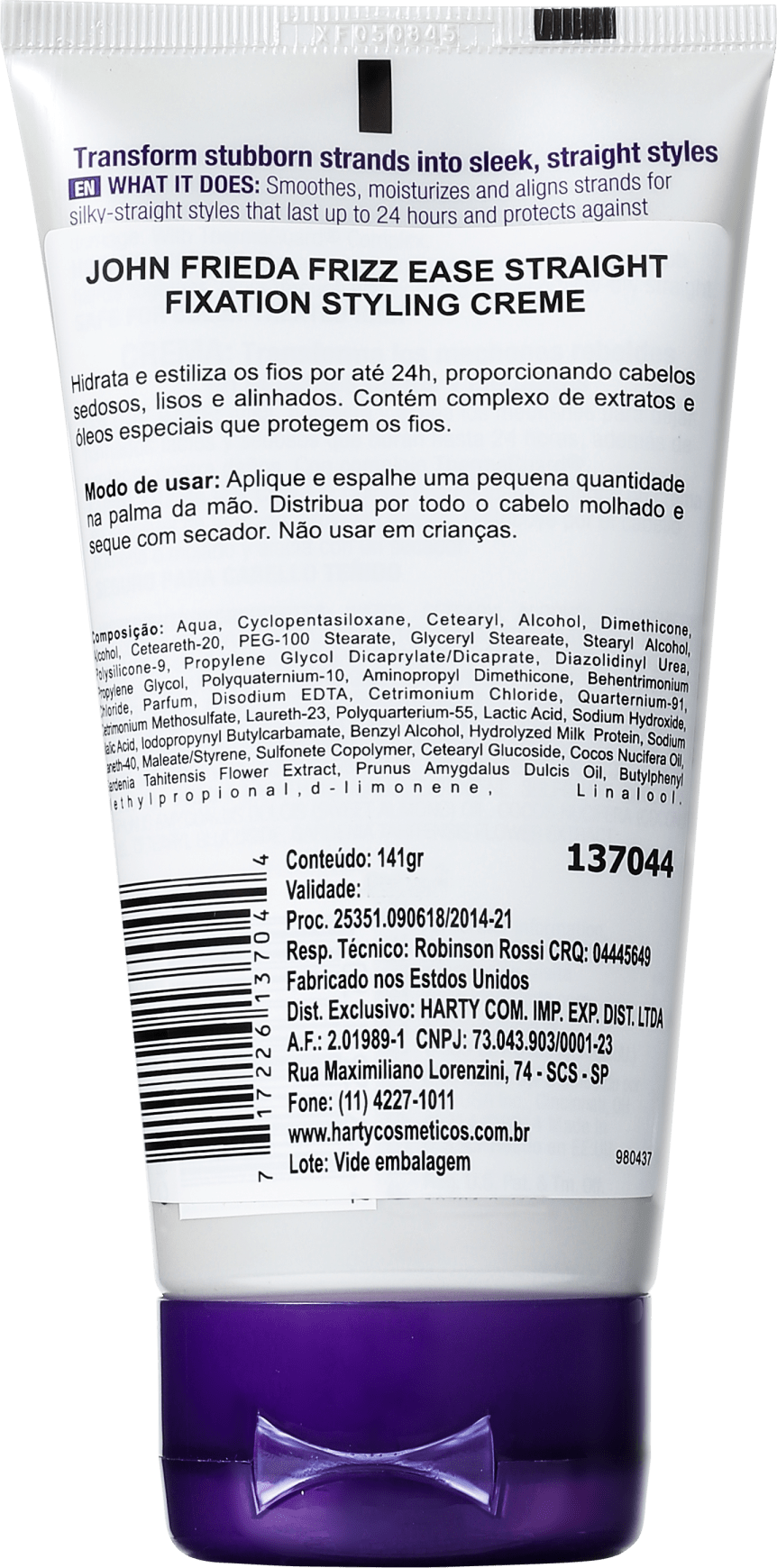 John Frieda Frizz-Ease Straight Fixation Smoothing Crème - Finalizador 142g