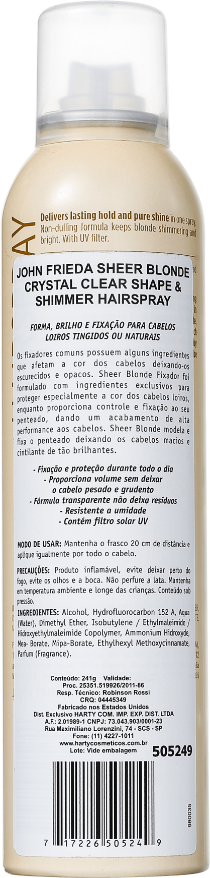 John Frieda Sheer Blonde Crystal Clear Shape & Shimmer Hairspray - Finalizador 240g
