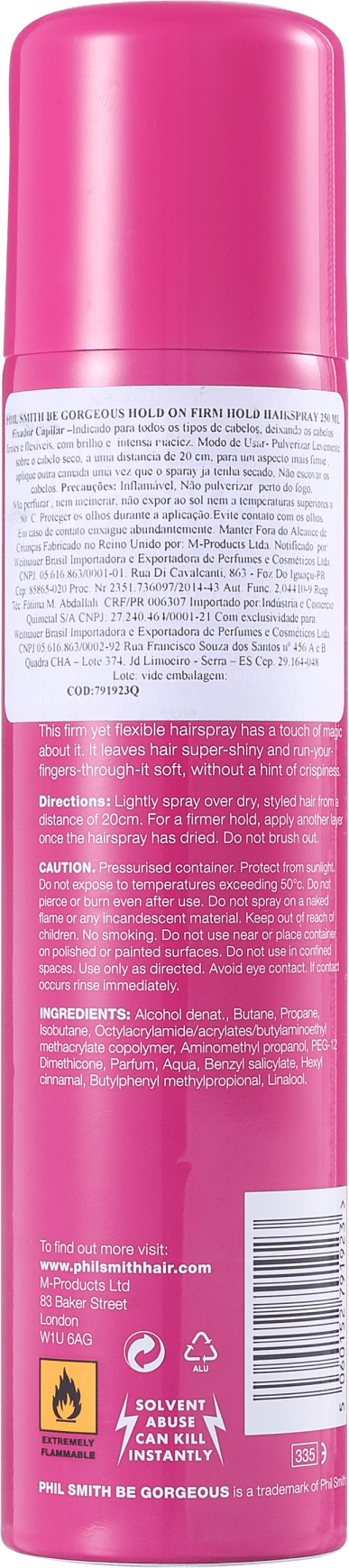 Phil Smith Hold On Firm Hold Hairspray - Spray Fixador 250ml