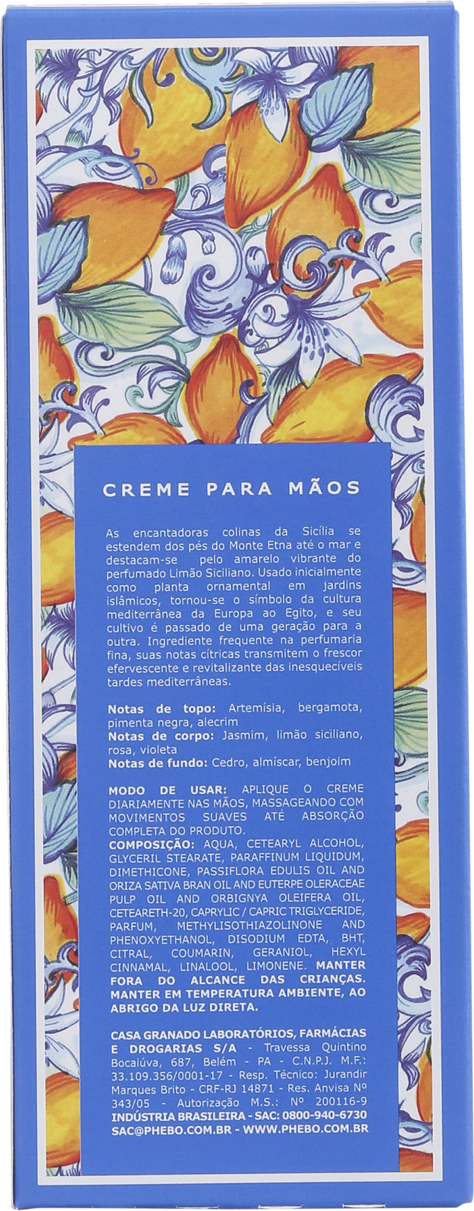 Phebo Mediterrâneo Limão Siciliano - Creme para as Mãos 50ml