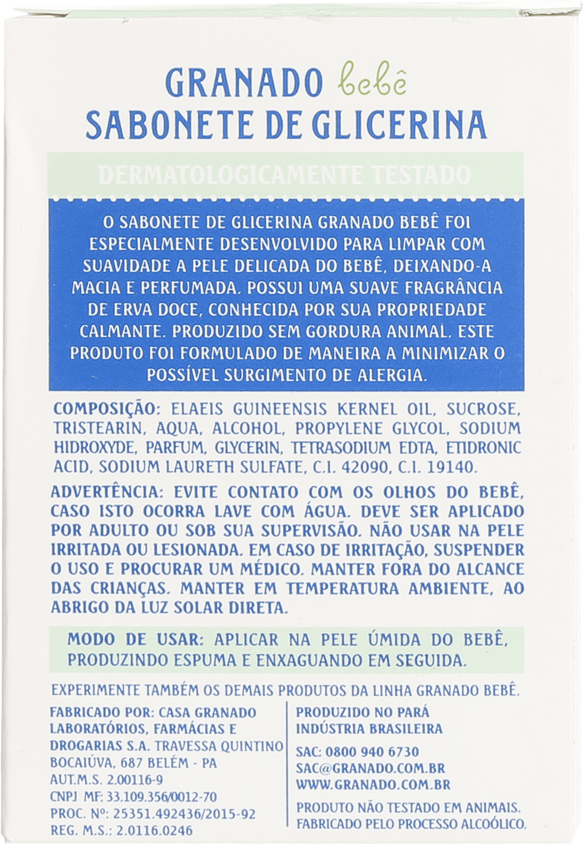 Granado Bebê Glicerina Erva Doce - Sabonete em Barra 90g