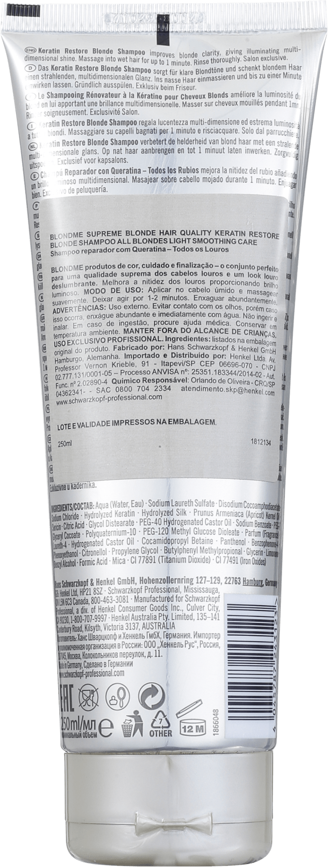 Schwarzkopf Professional Blondme Keratin Restore All Blondes - Shampoo 250ml