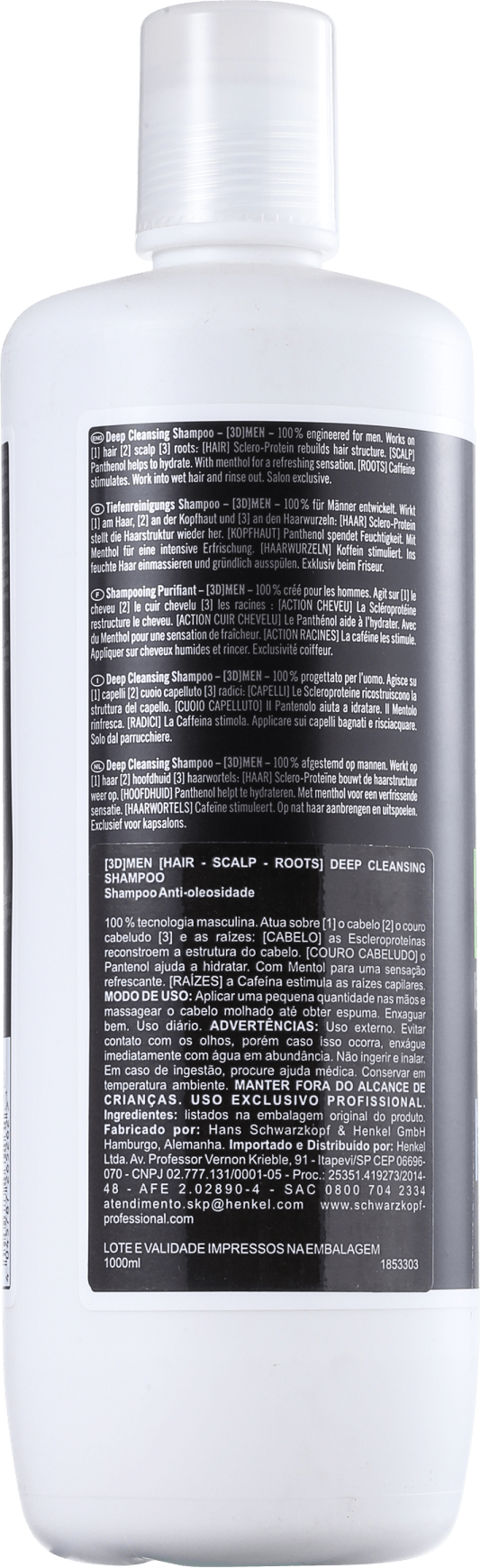 Schwarzkopf Professional 3D Men Deep Cleansing - Shampoo 1000ml