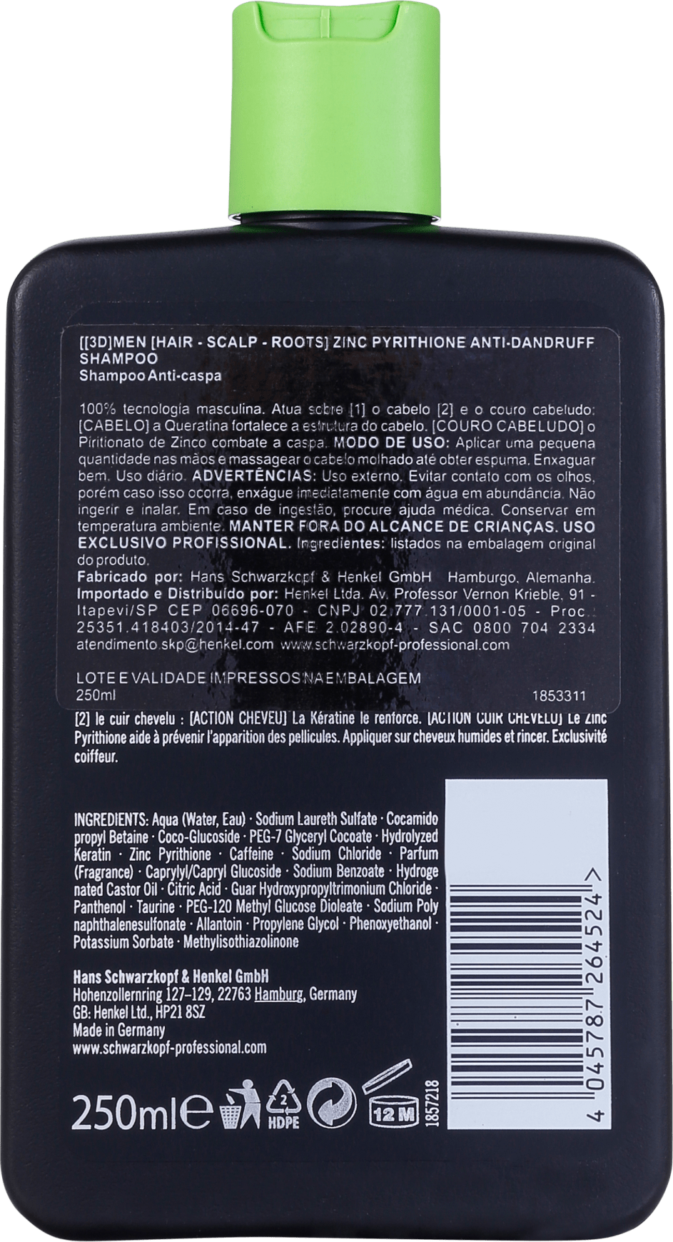 Schwarzkopf Professional 3D Men Anti-Dandruff - Shampoo 250ml
