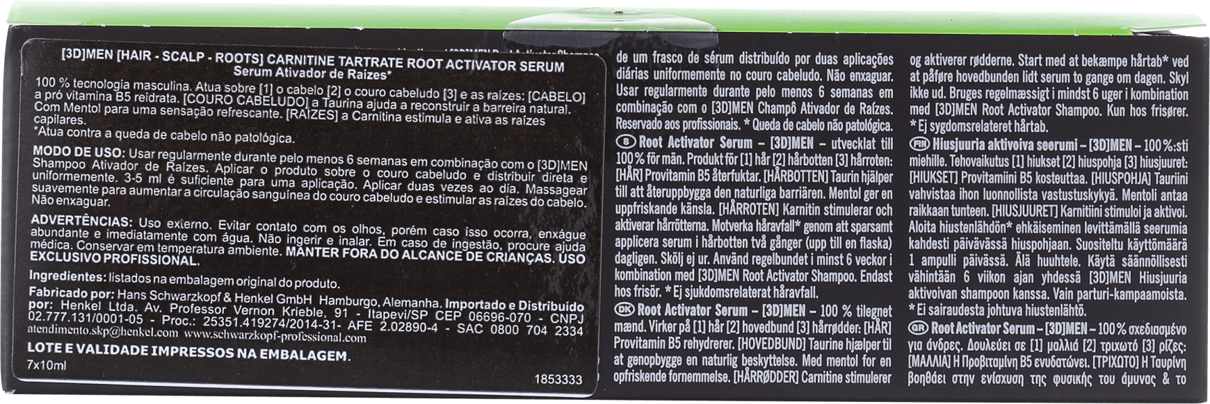 Schwarzkopf Professional 3D Men Root Activator Serum - Ampola de Tratamento 7x10ml