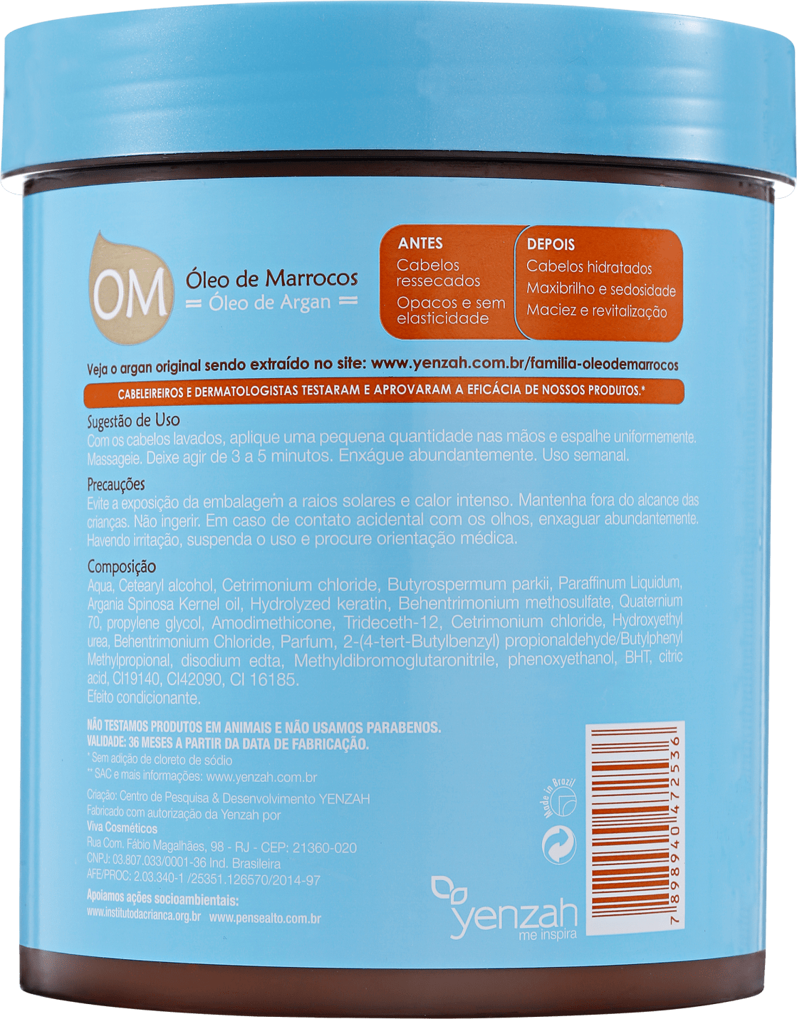 Yenzah OM Óleo de Marrocos Hidratação Intensiva - Máscara 1000g