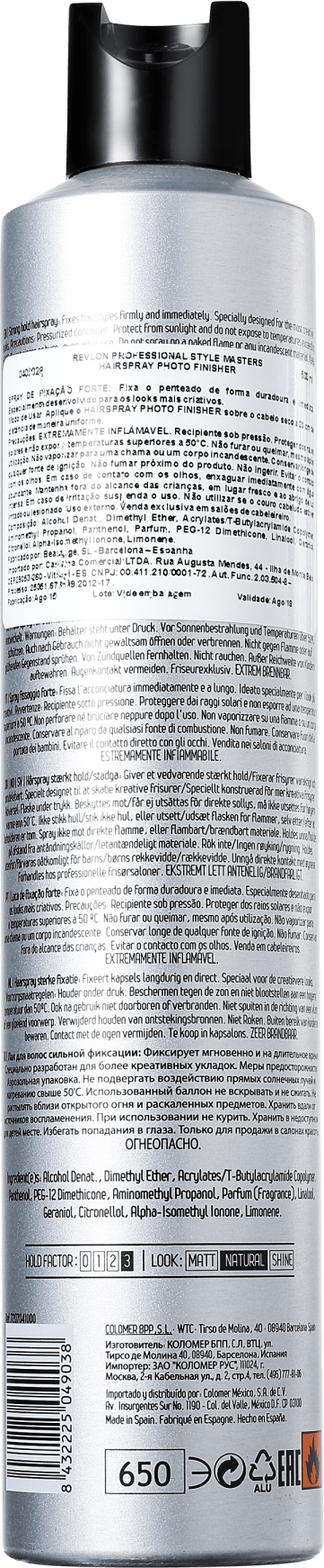 Revlon Professional Style Masters Hairspray Photo Finisher 3 - Spray de Fixação 500ml