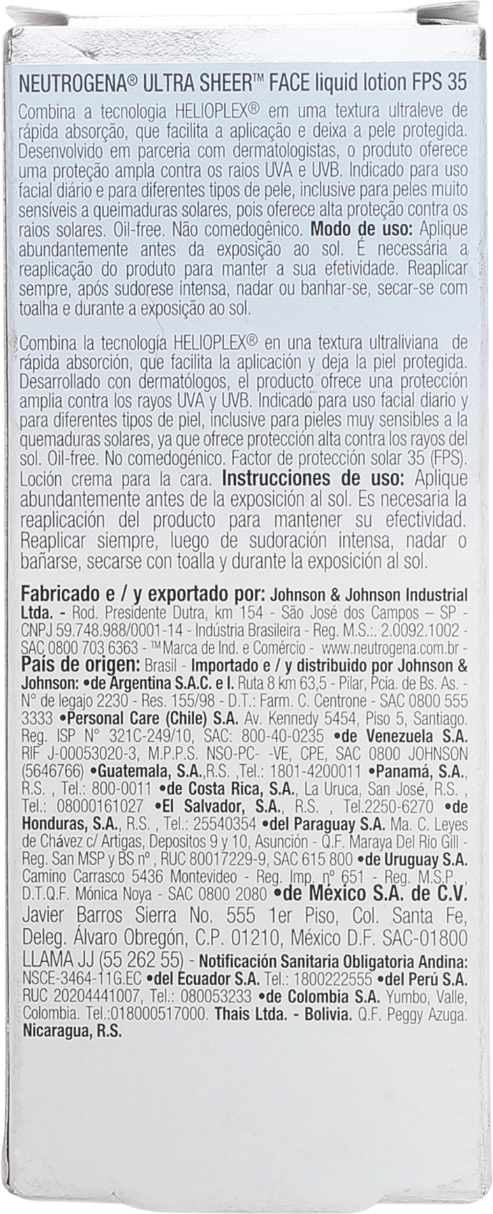 Neutrogena Ultra Sheer Liquid Lotion - Protetor Solar Facial FPS 35 45ml