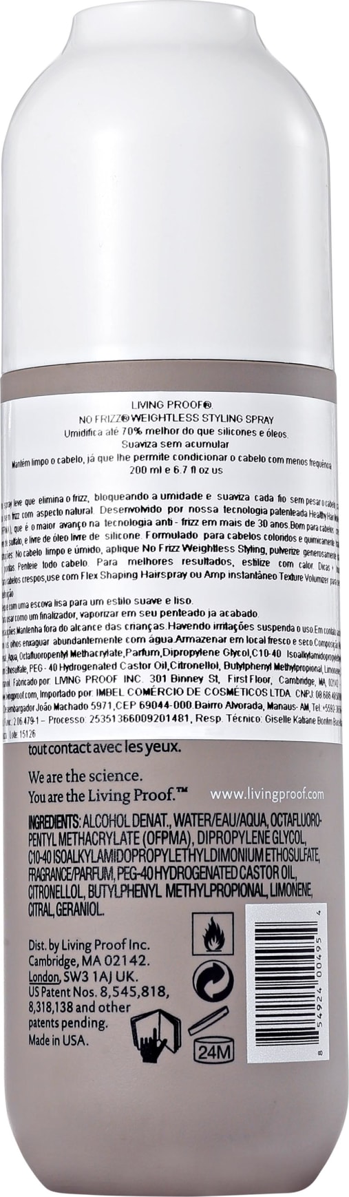 Living Proof No Frizz Weightless Styling Spray - Modelador 200ml