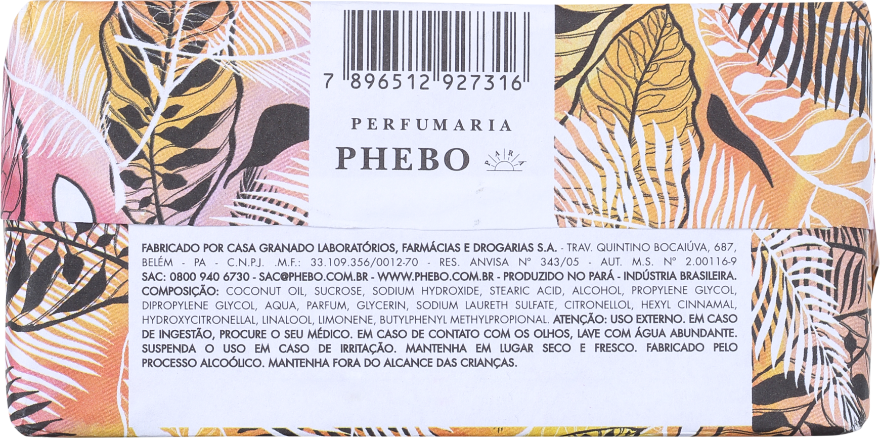 Phebo Amir Slama Perfumaria Sabonete - Sabonete em Barra 250g