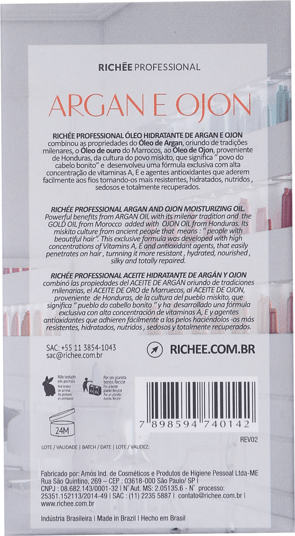 Richée Professional Argan e Ojon – Óleo Capilar 60ml
