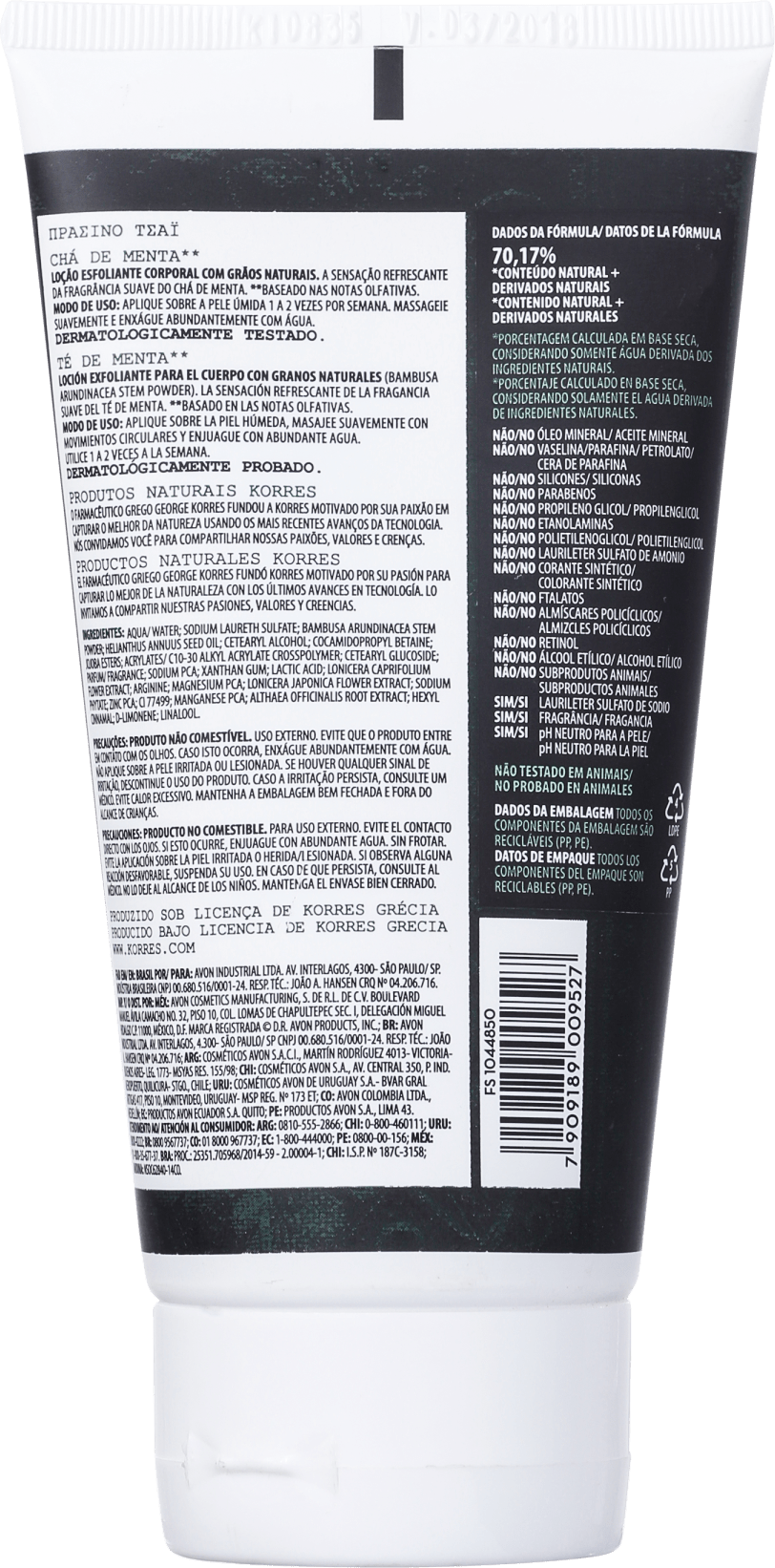 Korres Chá de Menta - Loção Esfoliante Corporal 150ml