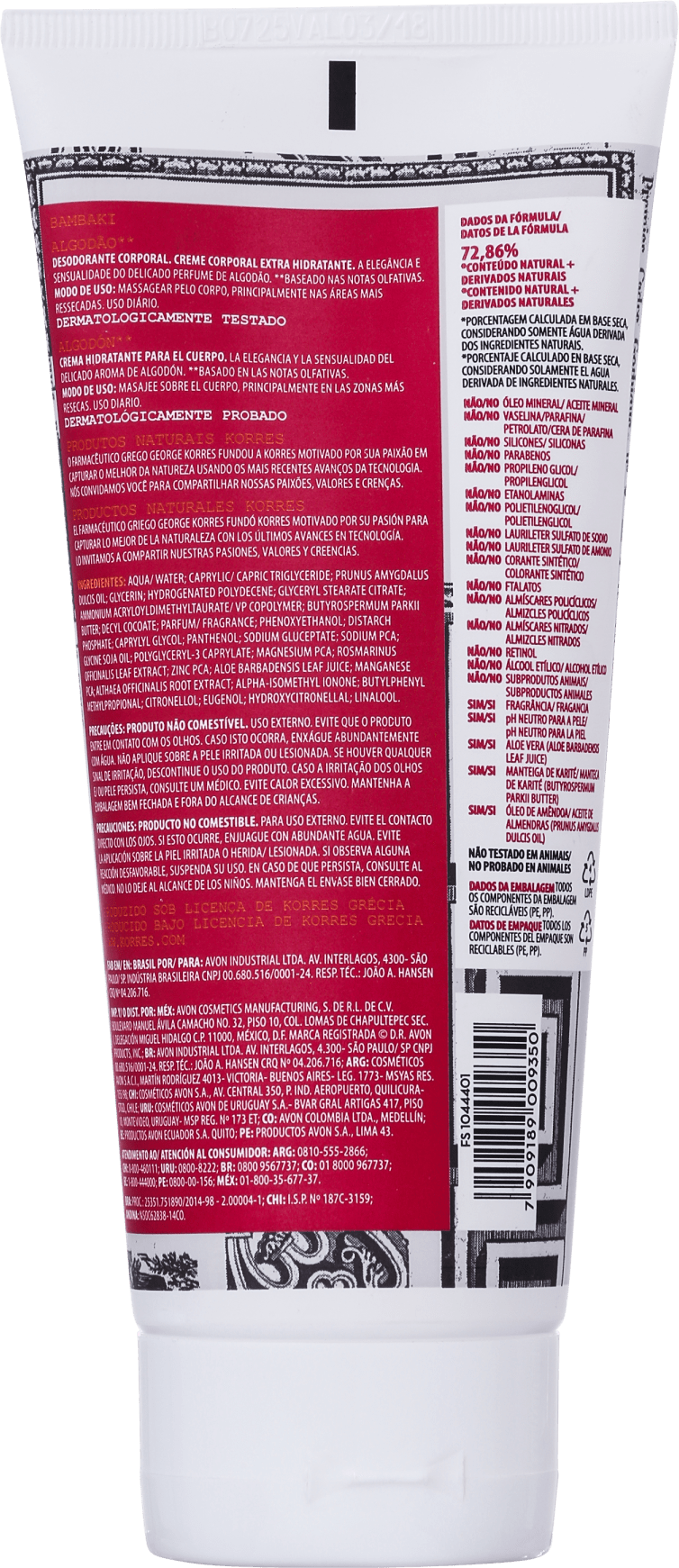 Korres Algodão - Creme Hidratante Corporal 200ml