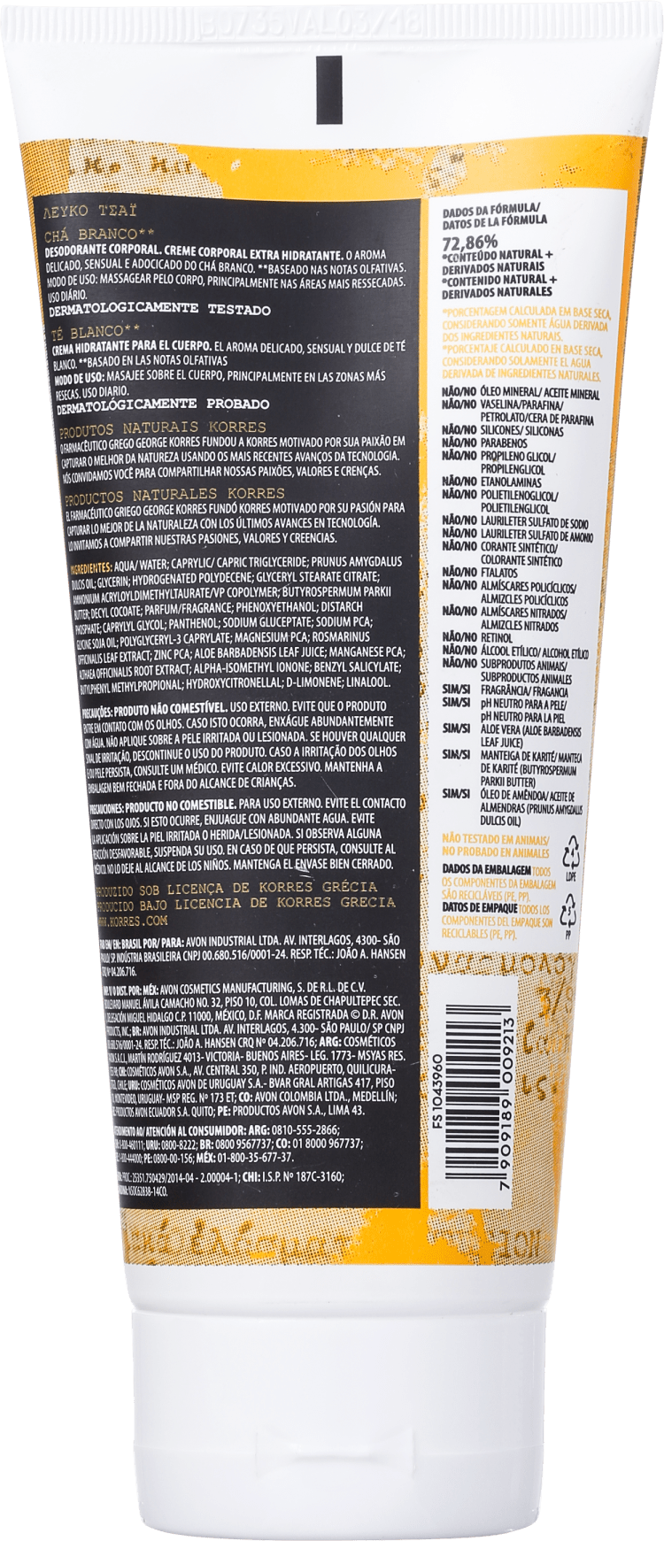 Korres Chá Branco - Creme Hidratante Corporal 200ml