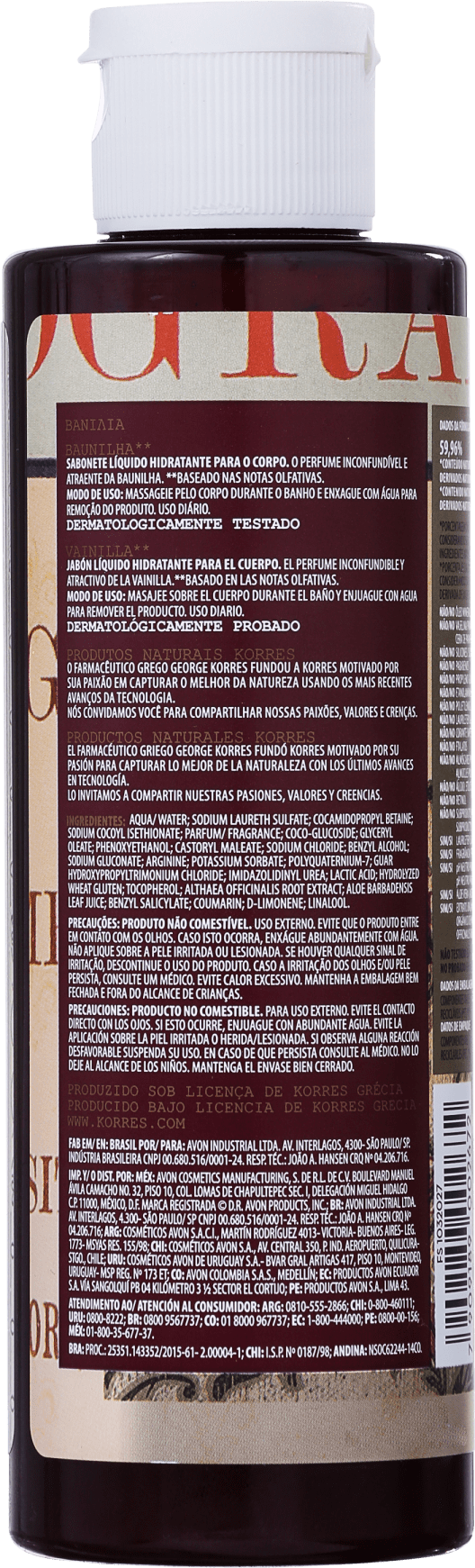 Korres Baunilha - Sabonete Líquido 250ml