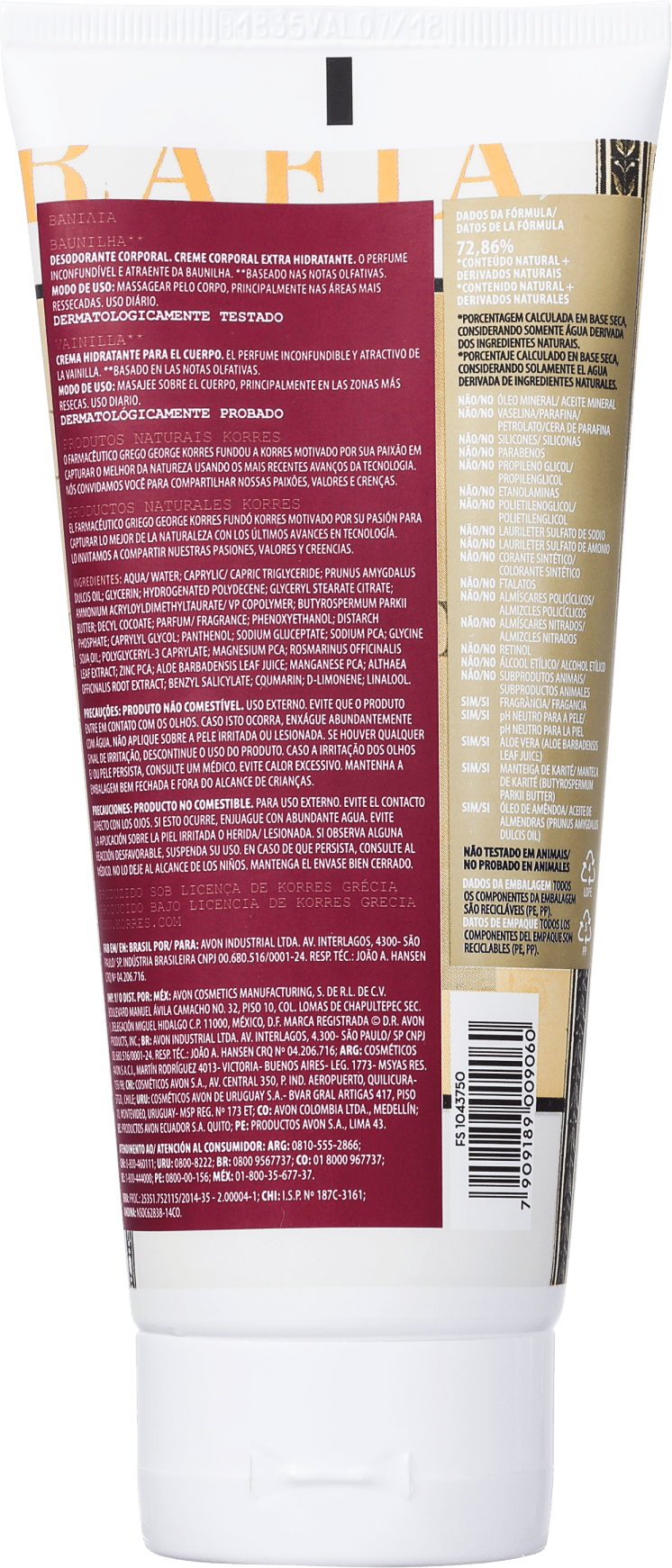 Korres Baunilha - Creme Hidratante Corporal 200ml