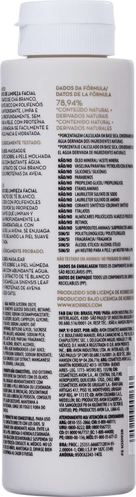 Korres Chá Branco - Gel de Limpeza Facial 150g