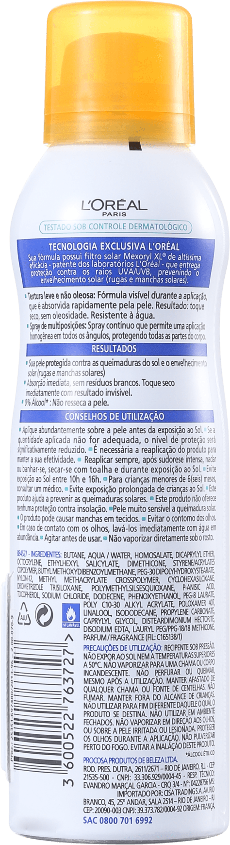 L'Oréal Paris Solar Expertise Toque Seco FPS 30 - Protetor Solar em Spray 200ml