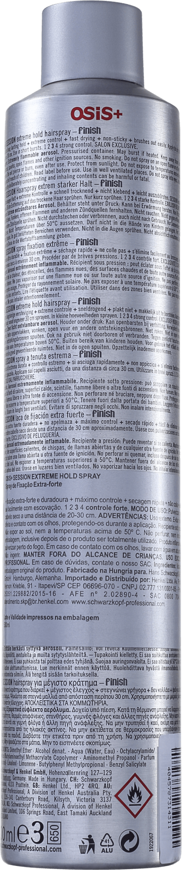 Schwarzkopf OSIS+ Session Finish Hairspray - Spray Fixador 500ml