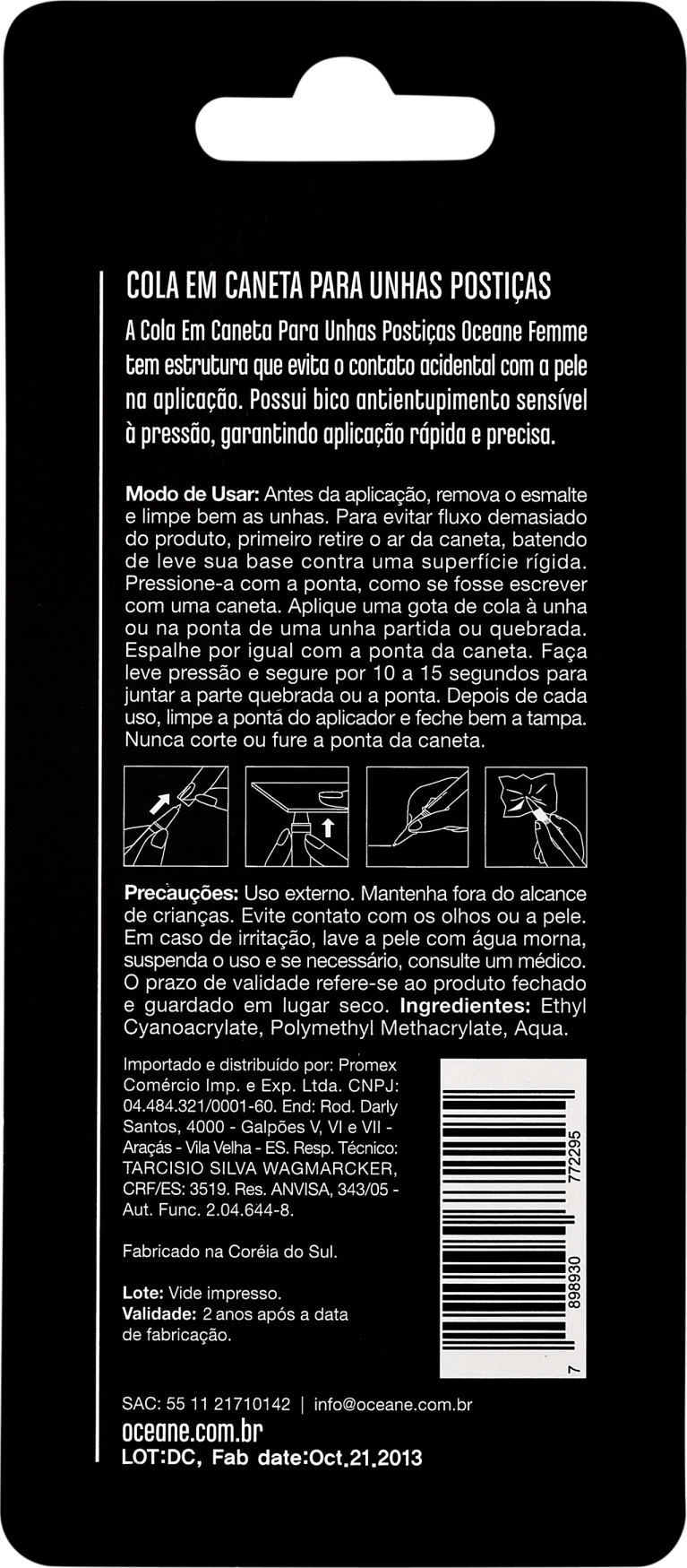 Océane Femme Glue My Nails - Cola para Unhas Postiças em Caneta 3g