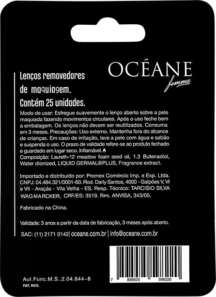 Océane Femme Make Up Remover - Lenço Demaquilante (25 unidades)