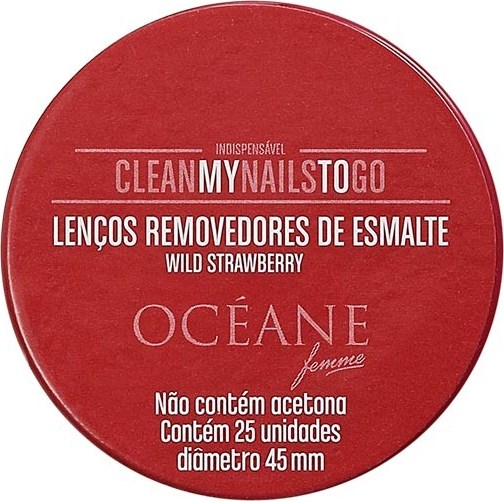 Océane Femme Clean My Nails To Go Wild Strawberry com Cartela - Lenço Removedor de Esmalte (25 unidades)