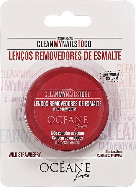 Océane Femme Clean My Nails To Go Wild Strawberry com Cartela - Lenço Removedor de Esmalte (25 unidades)