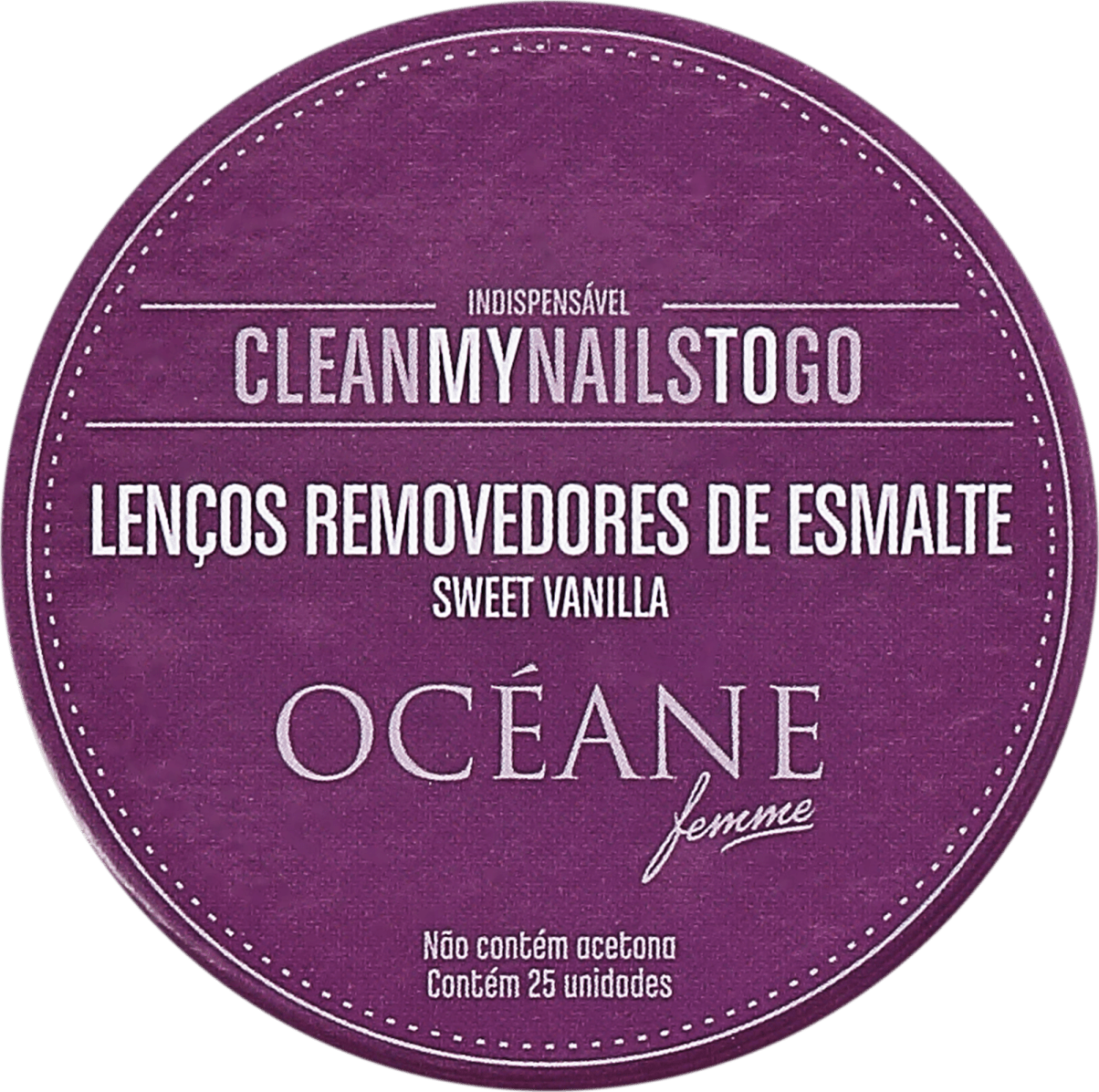 Océane Femme Clean My Nails To Go Sweet Vanilla com Cartela - Lenço Removedor de Esmalte (25 unidades)